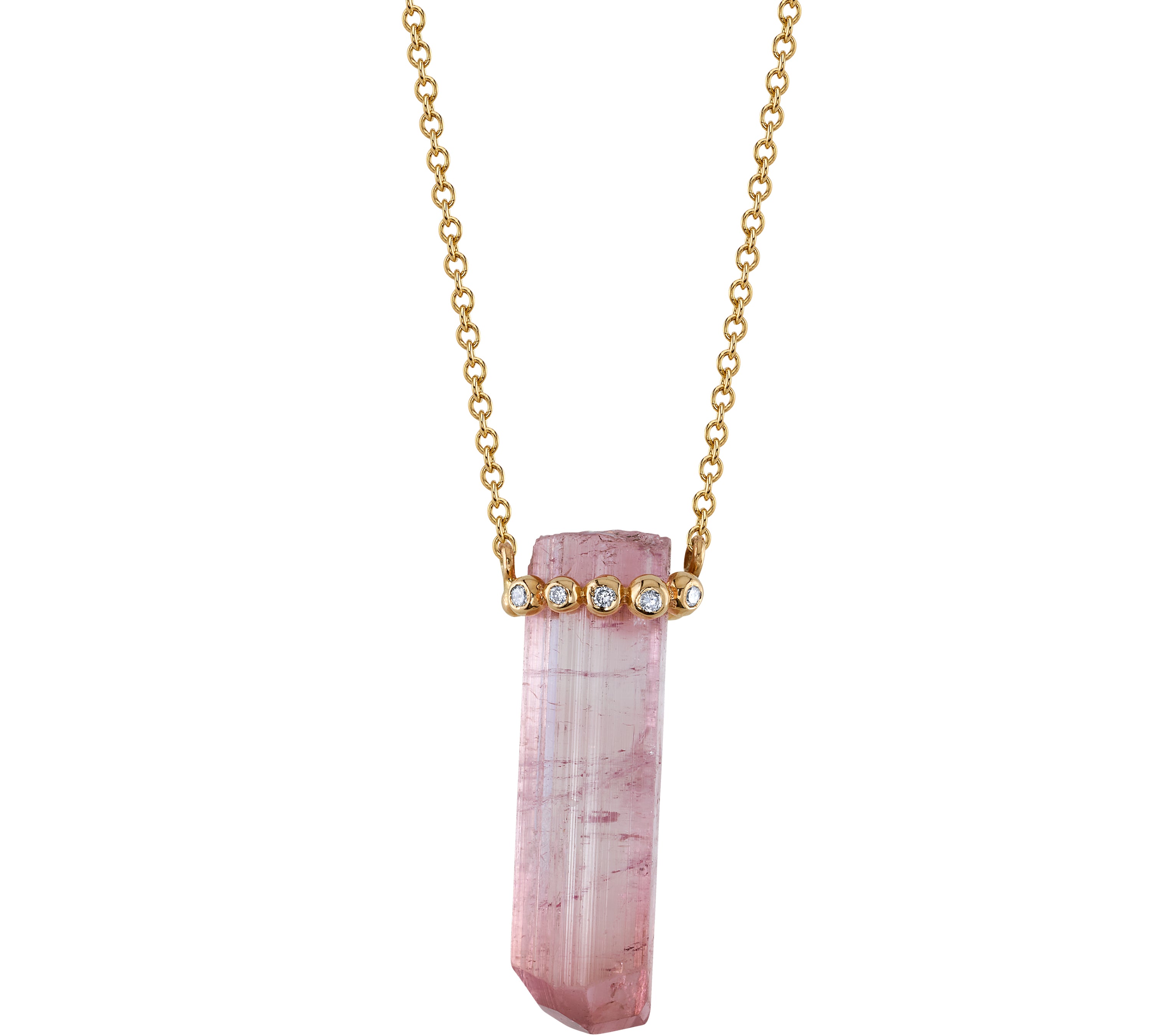 Long Pink Tourmaline Crystal Necklace Pendant Jill Hoffmeister   