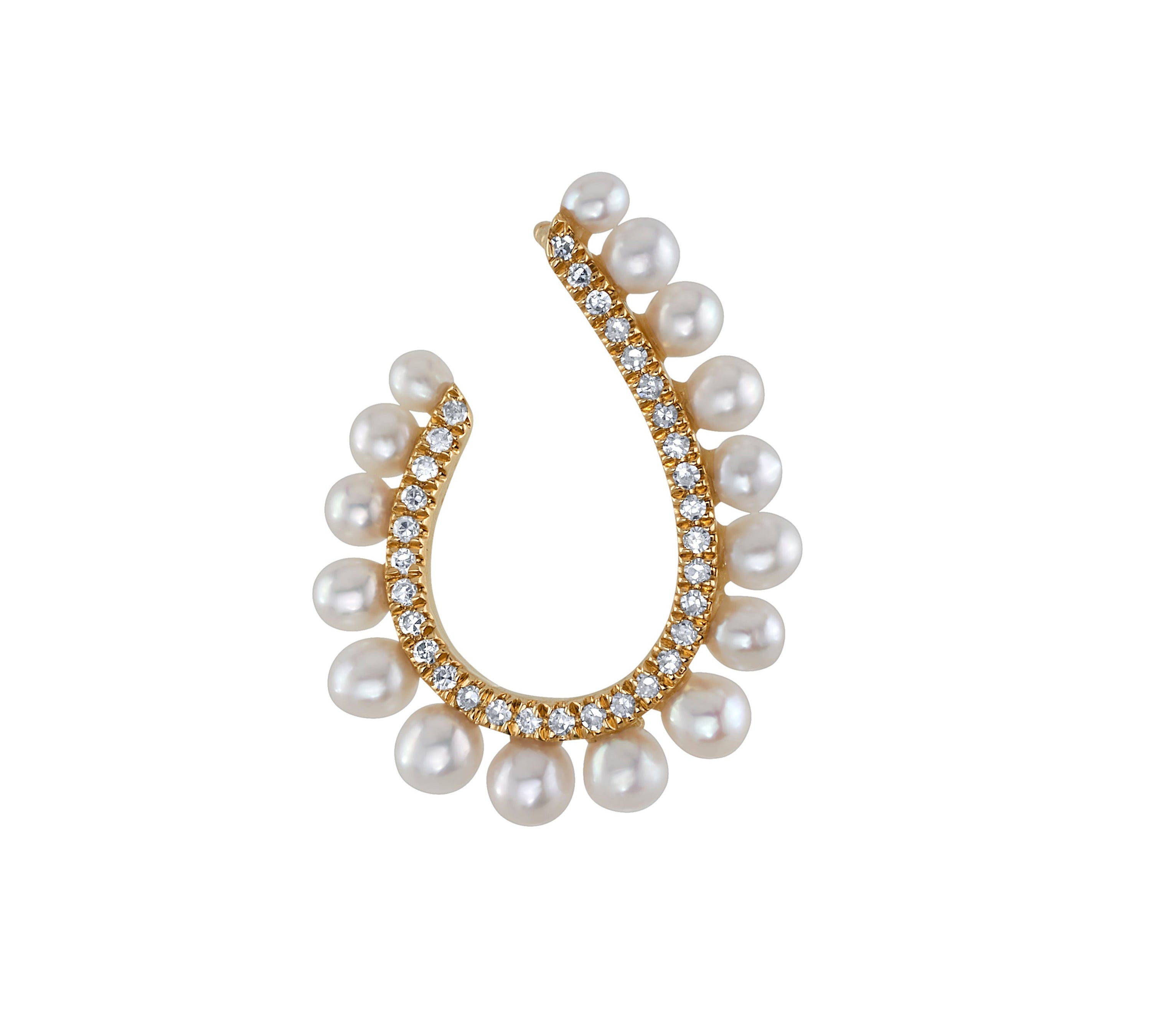 Pearl Hoop with Diamonds Hoops Earrings Roseark Deux Single Left  