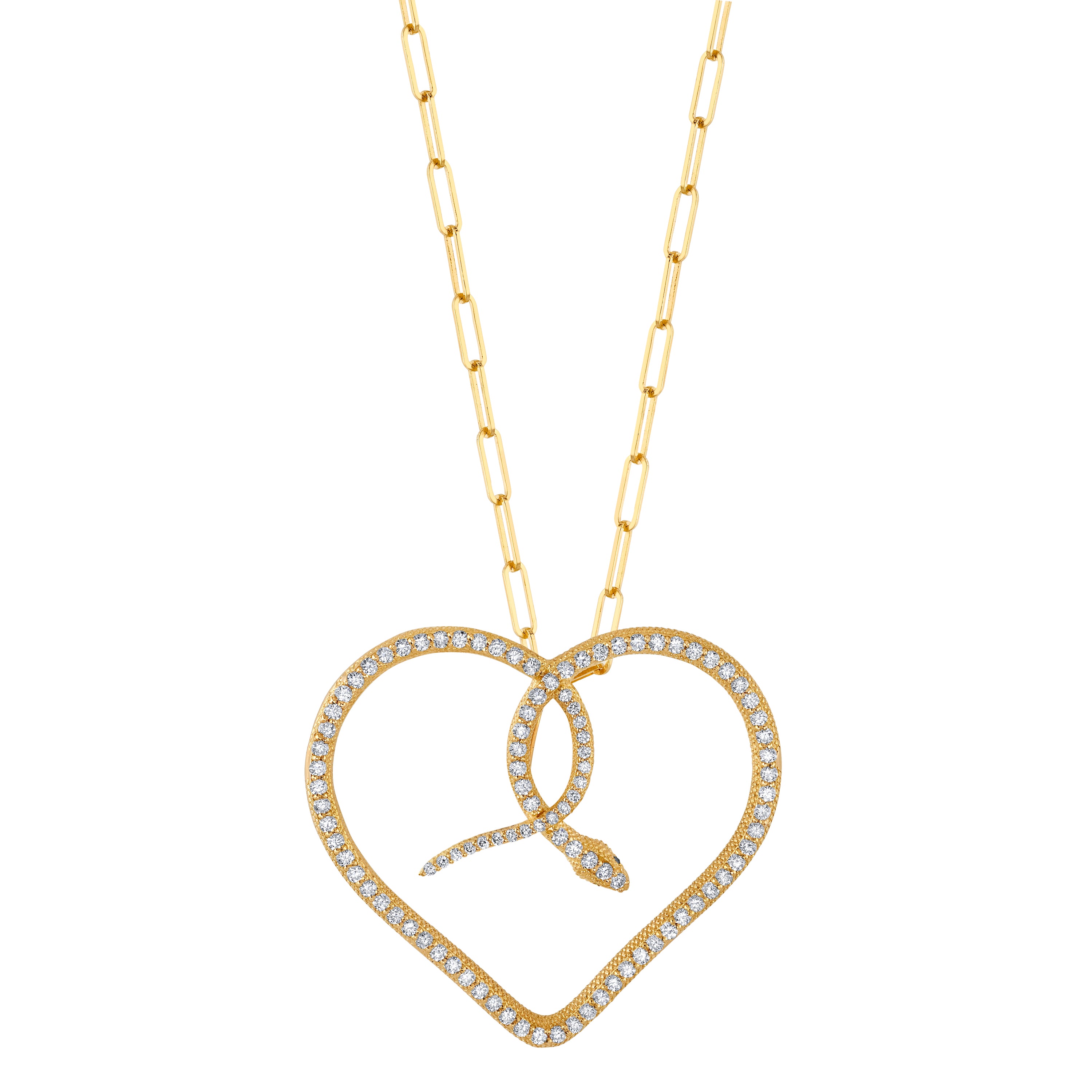Diamond Snake Heart Necklace Pendant Perez Bitan   