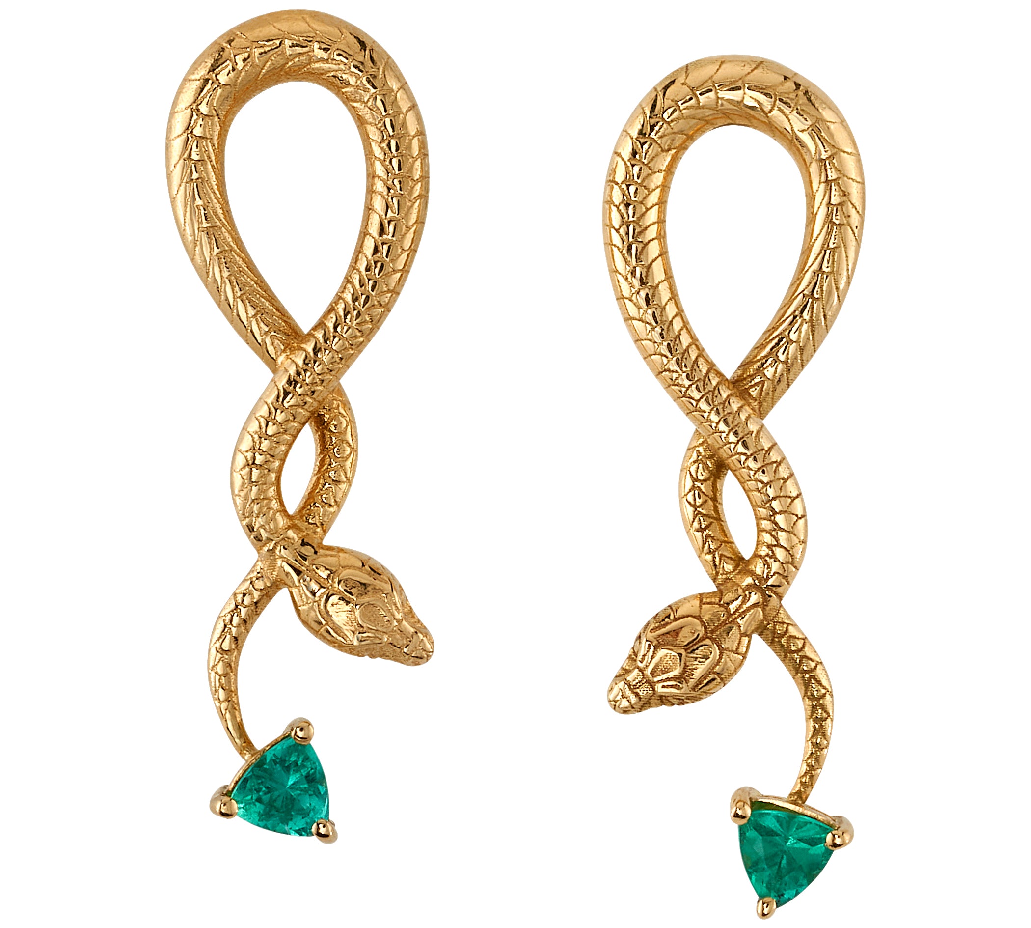 Emerald Snake Earrings Drop Earrings Perez Bitan   