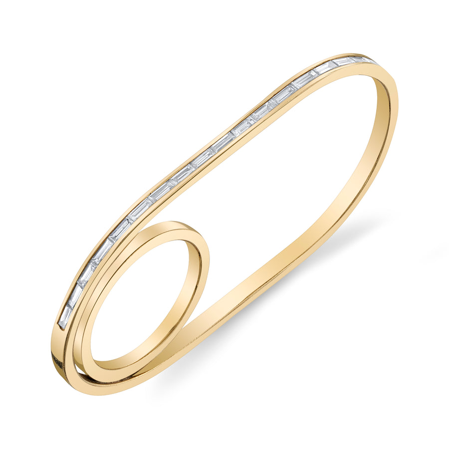 White Diamond Double Finger Ring Statement Perez Bitan   