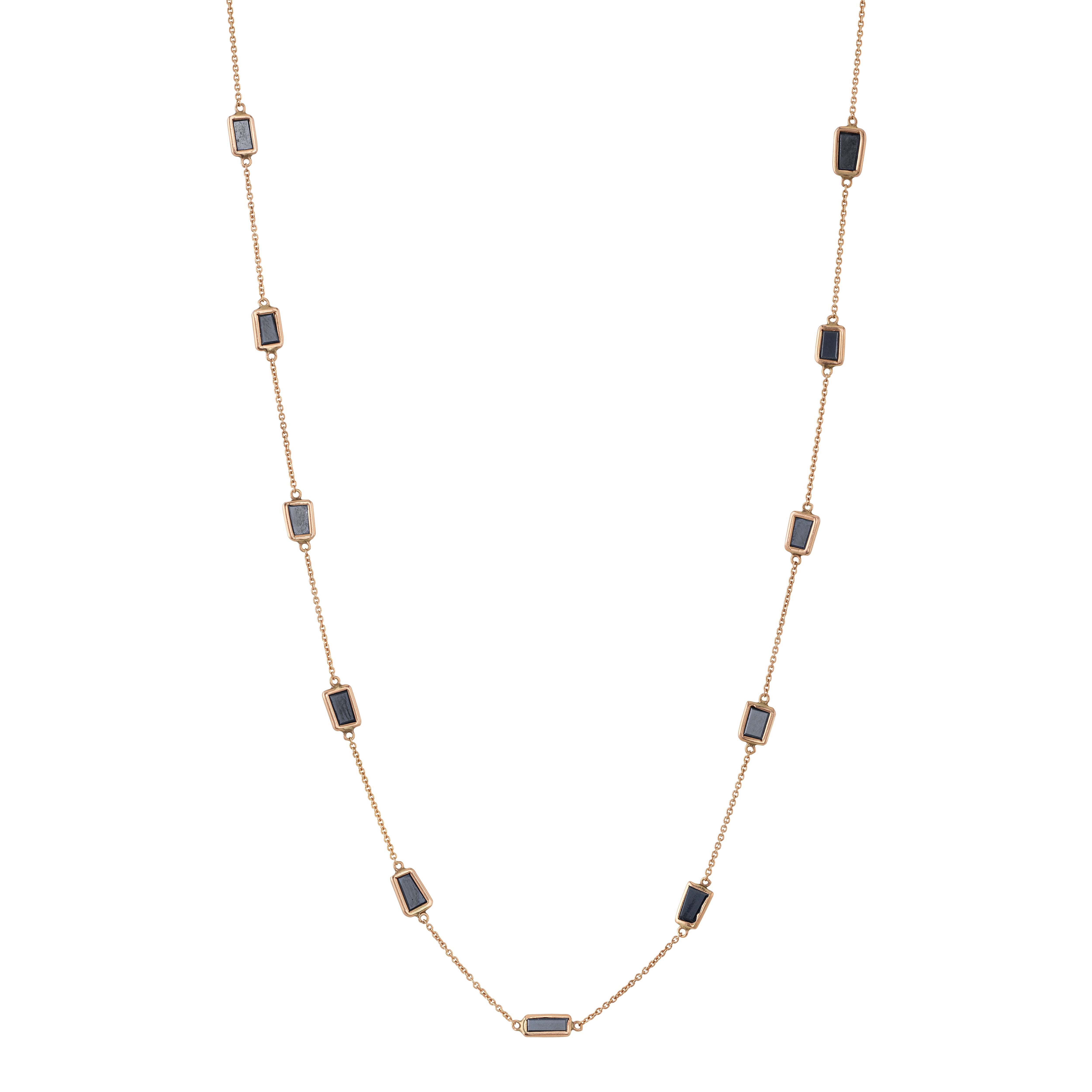 Black Diamond Flow Baguette Necklace Chain Necklace Roseark   