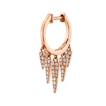 Five Diamond Fringe Drops Huggie Huggies Roseark Deux Rose Gold Single 