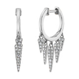 Five Diamond Fringe Drops Huggie Huggies Roseark Deux White Gold Pair 