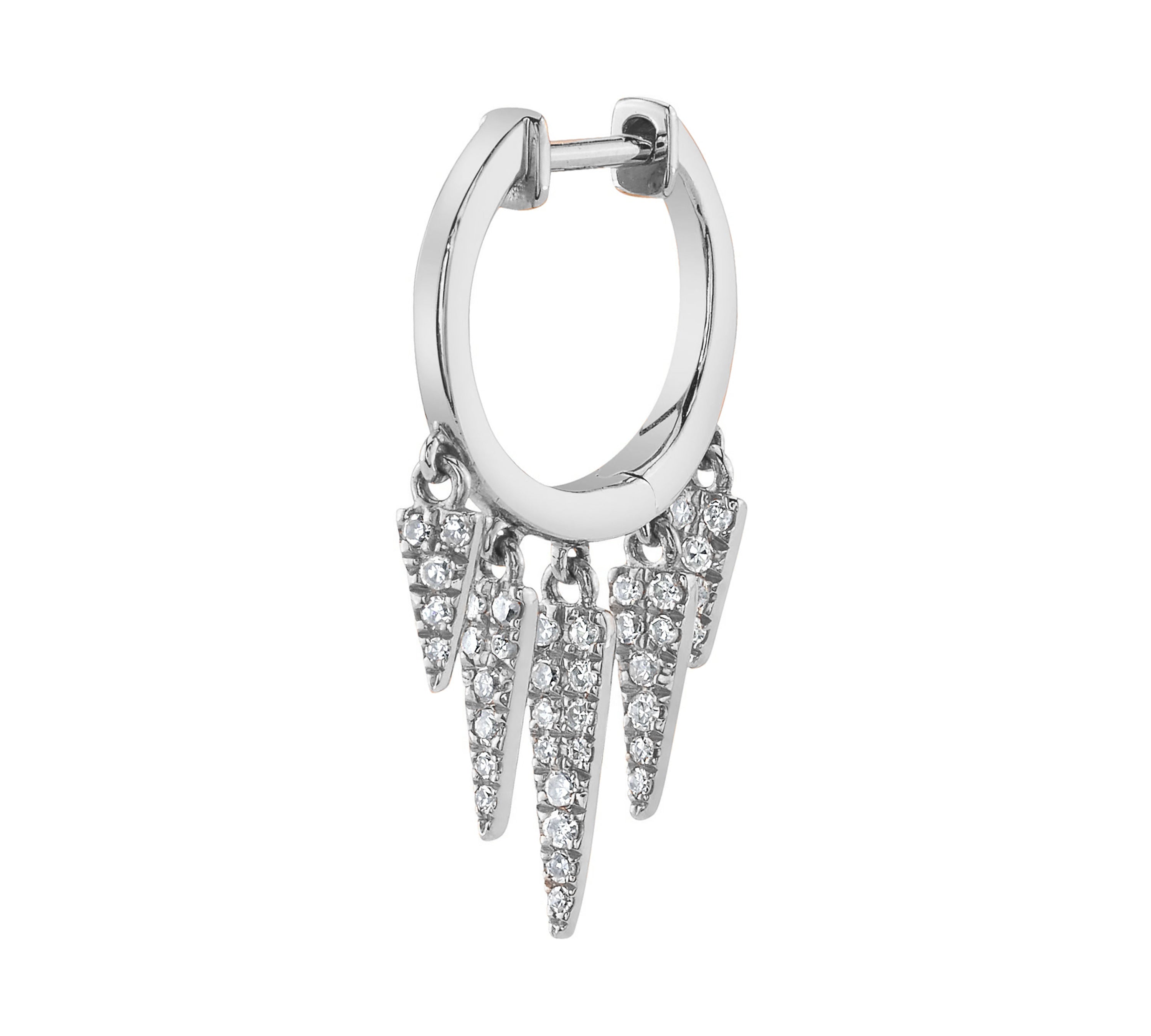 Five Diamond Fringe Drops Huggie Huggies Roseark Deux White Gold Single 