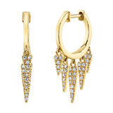 Five Diamond Fringe Drops Huggie Huggies Roseark Deux Yellow Gold Pair 