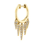 Five Diamond Fringe Drops Huggie Huggies Roseark Deux Yellow Gold Single 