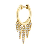 Five Diamond Fringe Drops Huggie Huggies Roseark Deux Yellow Gold Single 