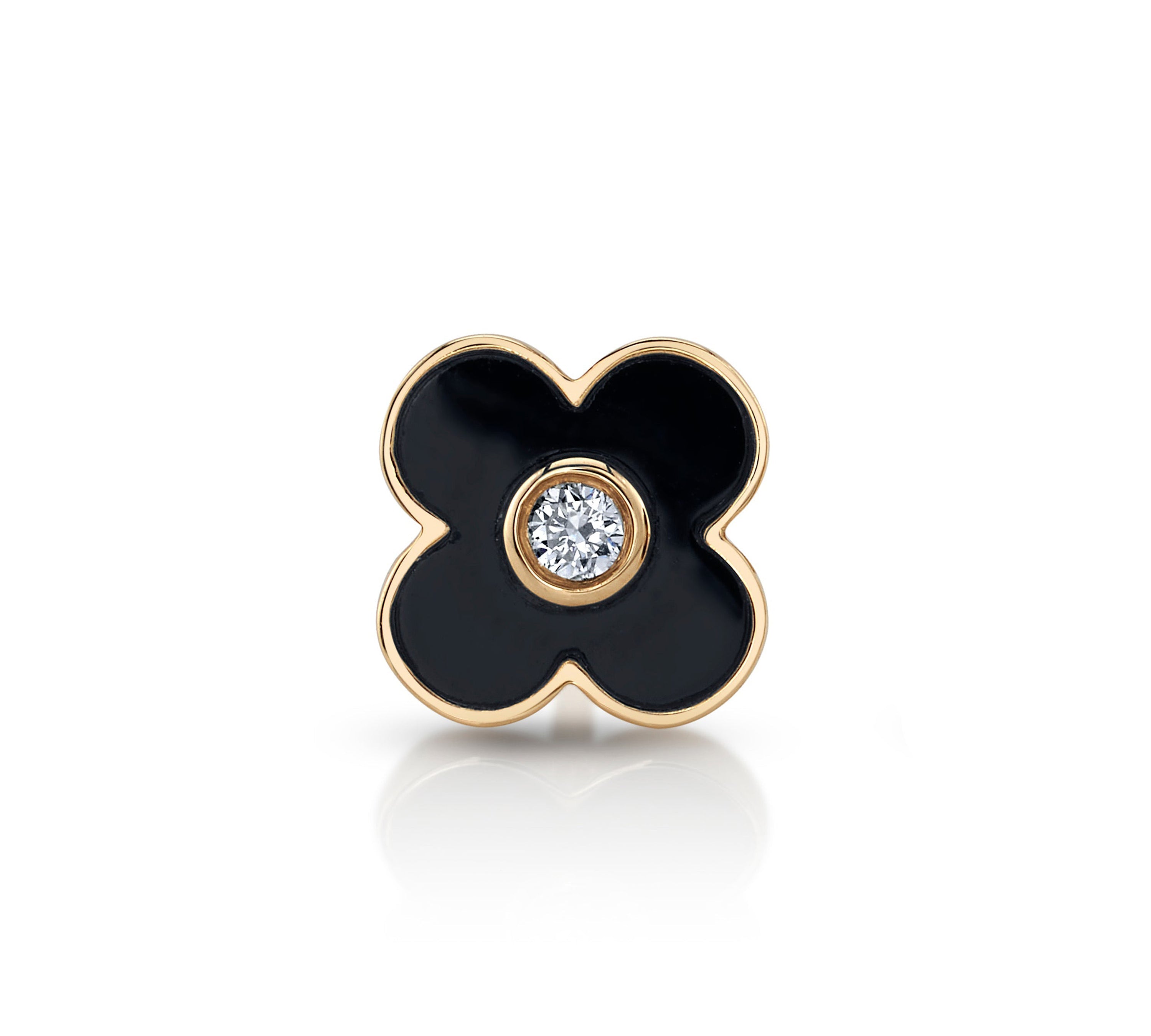 Daisy Enamel Stud Stud Earrings Roseark Deux Black Single 