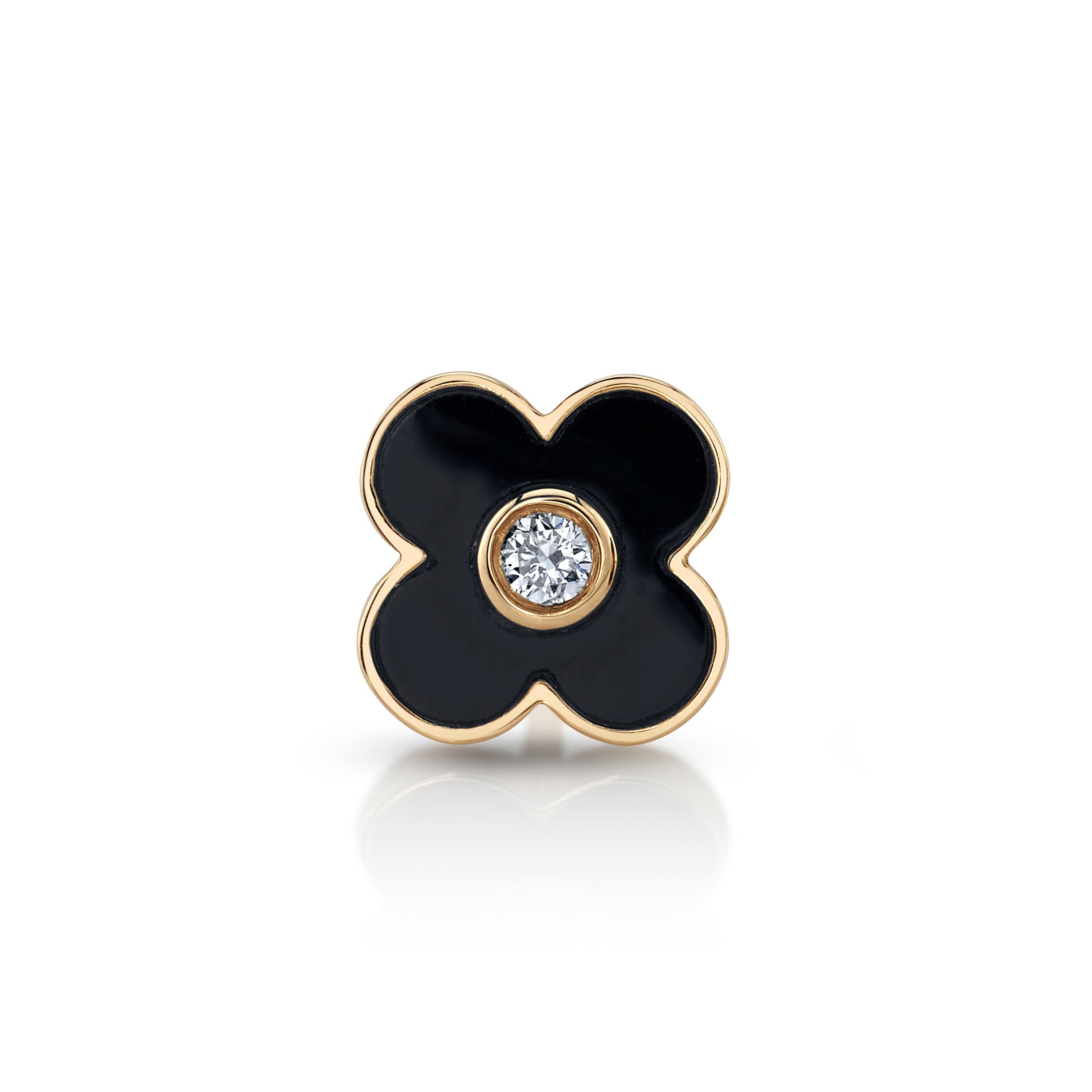 Daisy Enamel Stud Stud Earrings Roseark Deux Black Single 