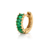 Baguette Stone Huggie Huggie Earrings Roseark Deux Single YGold + Emerald 