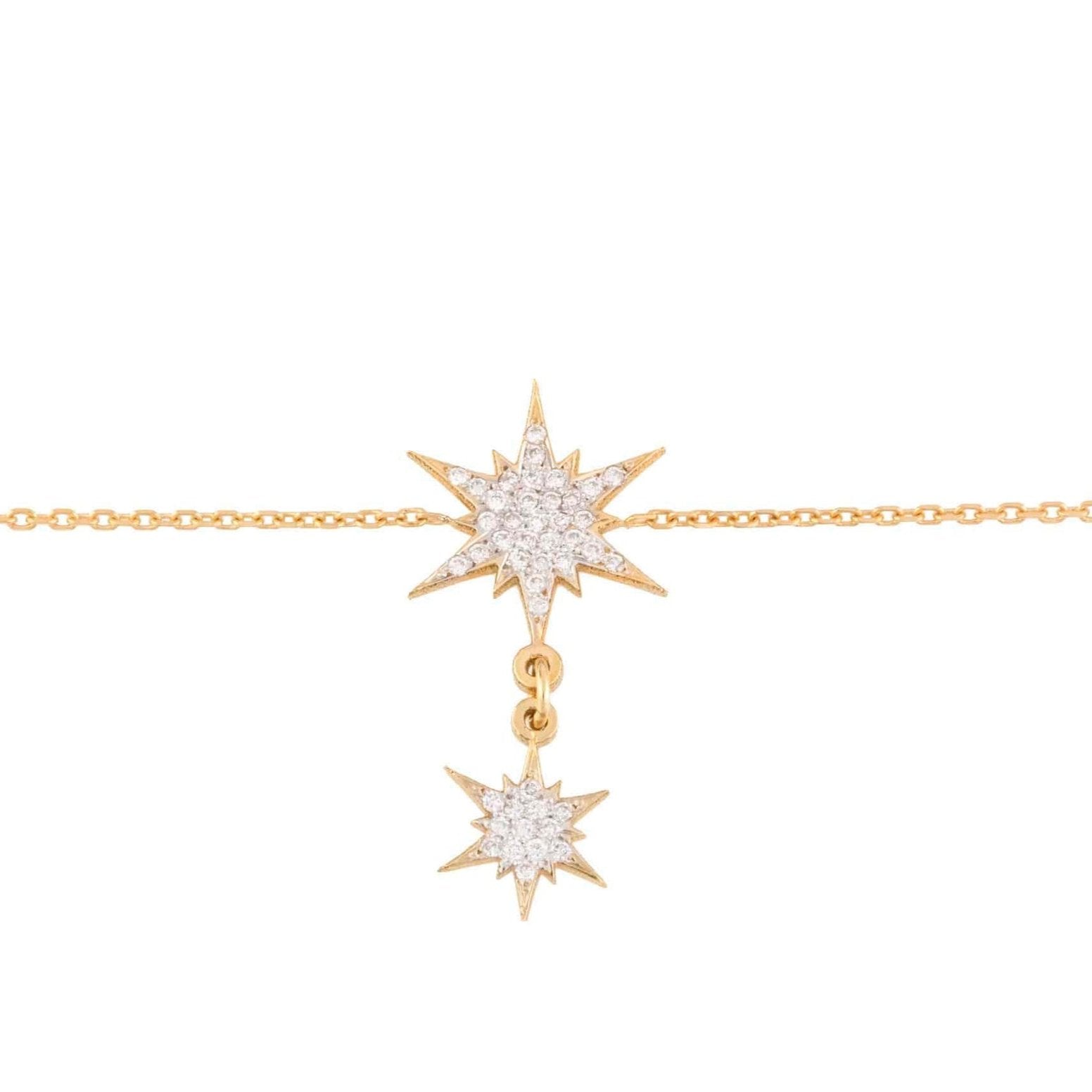 Diamond Sparkle Double Star Chain Bracelet Bracelet Falamank