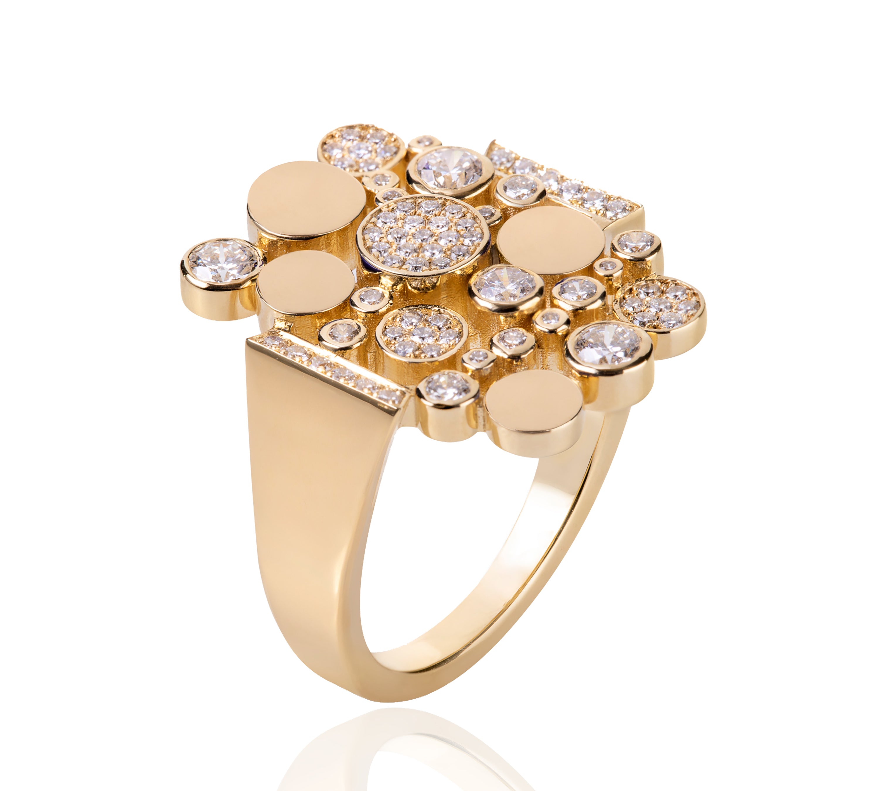 Statement Bubbles Ring with Diamond Statement Ring Falamank