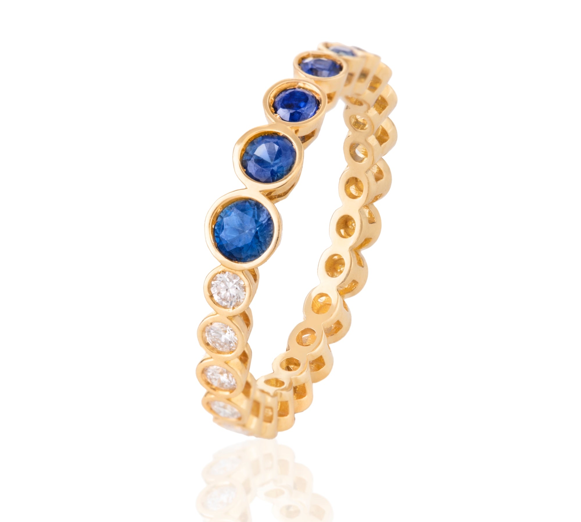 Stones and Diamond Bubble Ring Ring Falamank Blue Sapphire