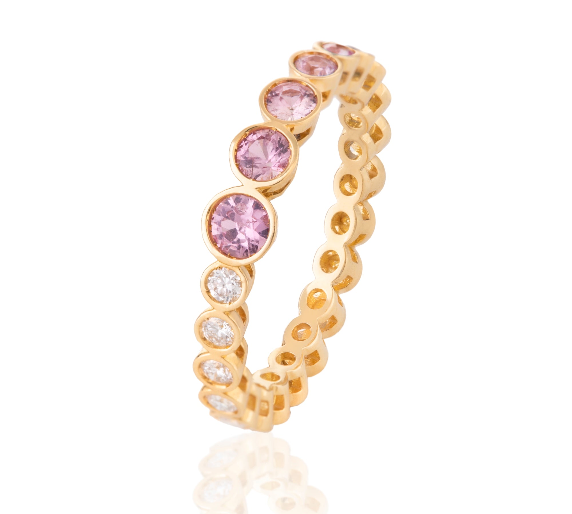 Stones and Diamond Bubble Ring Ring Falamank Pink Sapphire