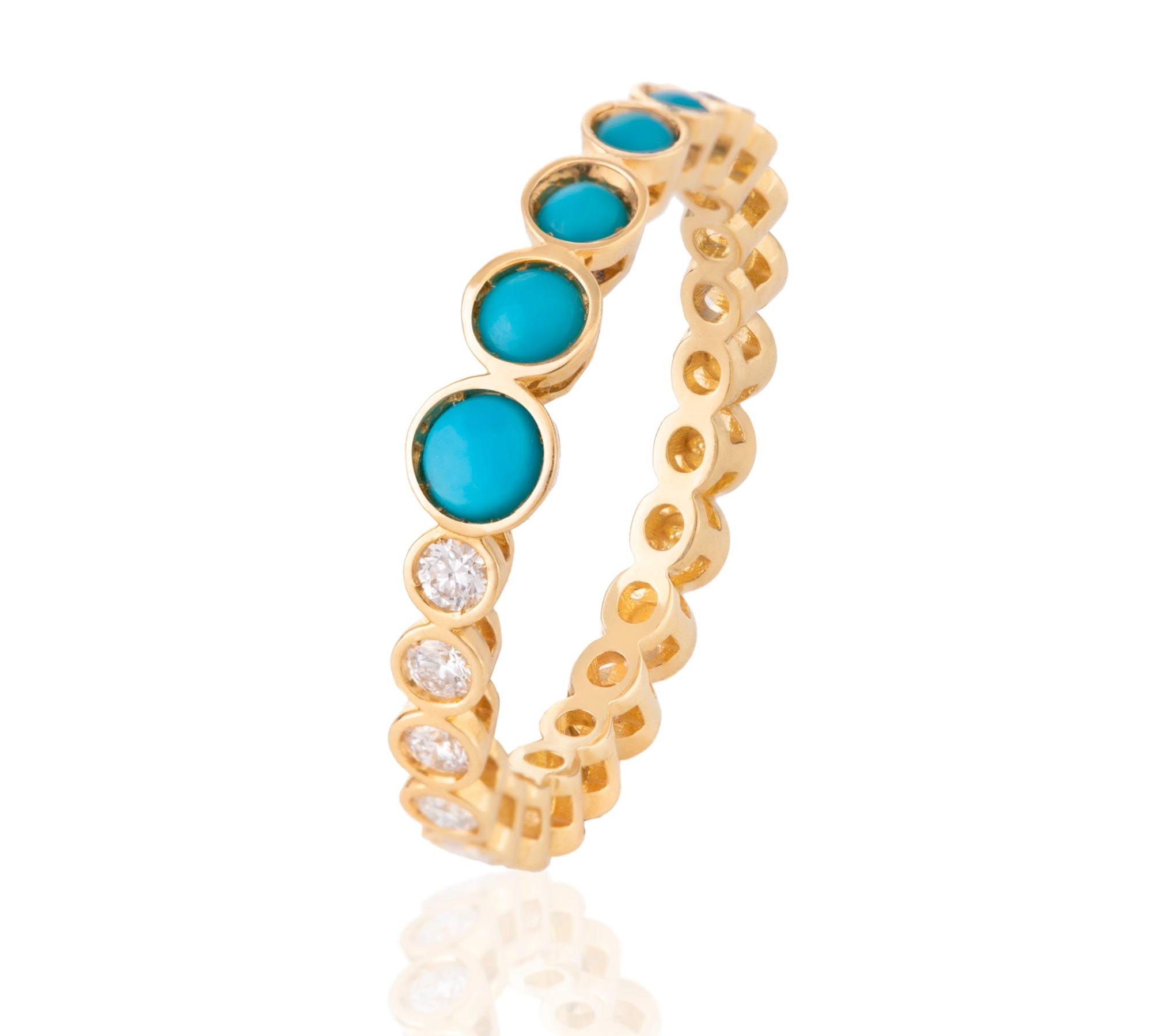 Stones and Diamond Bubble Ring Ring Falamank Turquoise