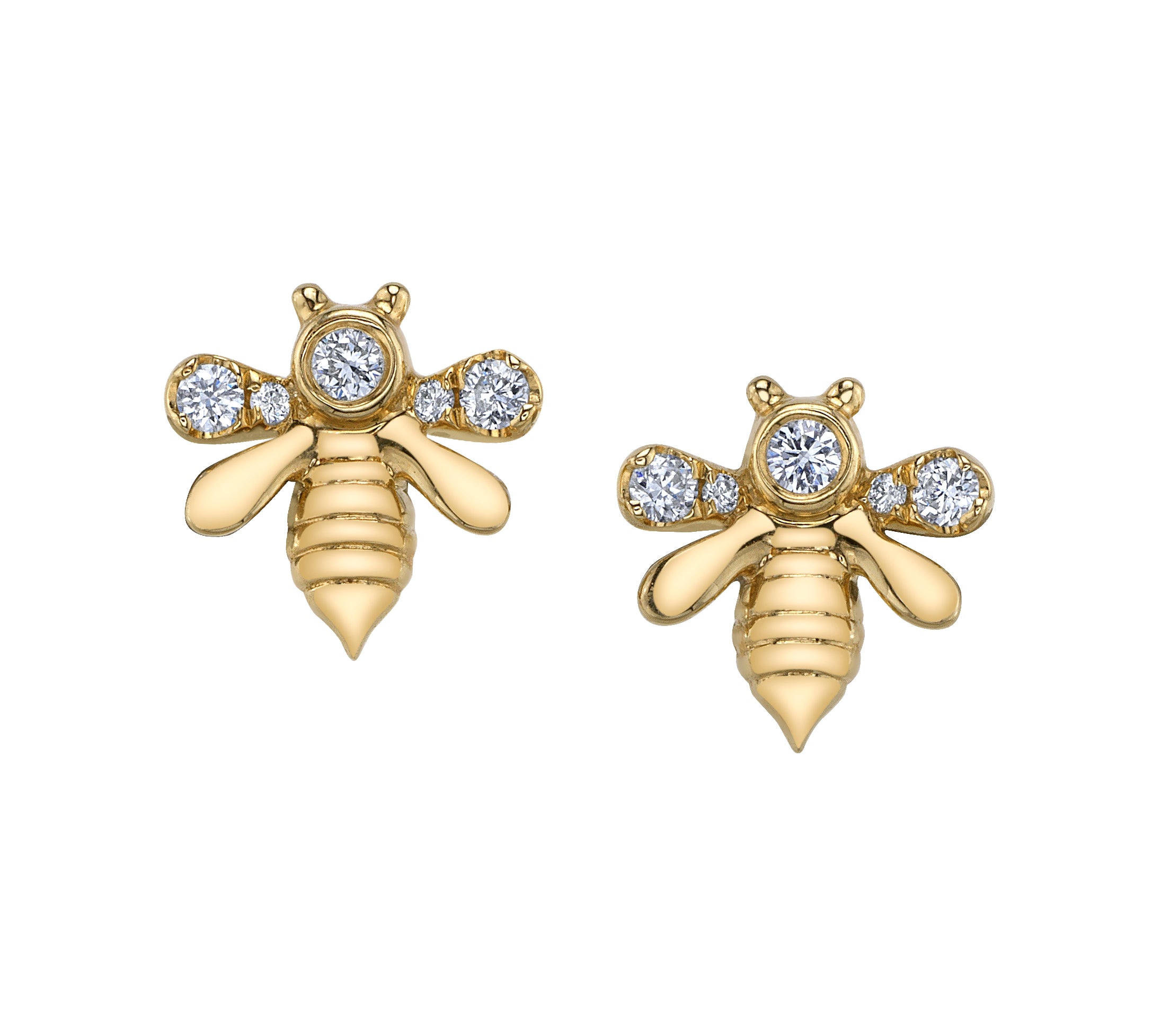 Diamond Bumble Bee Stud Earrings Roseark Deux Pair  