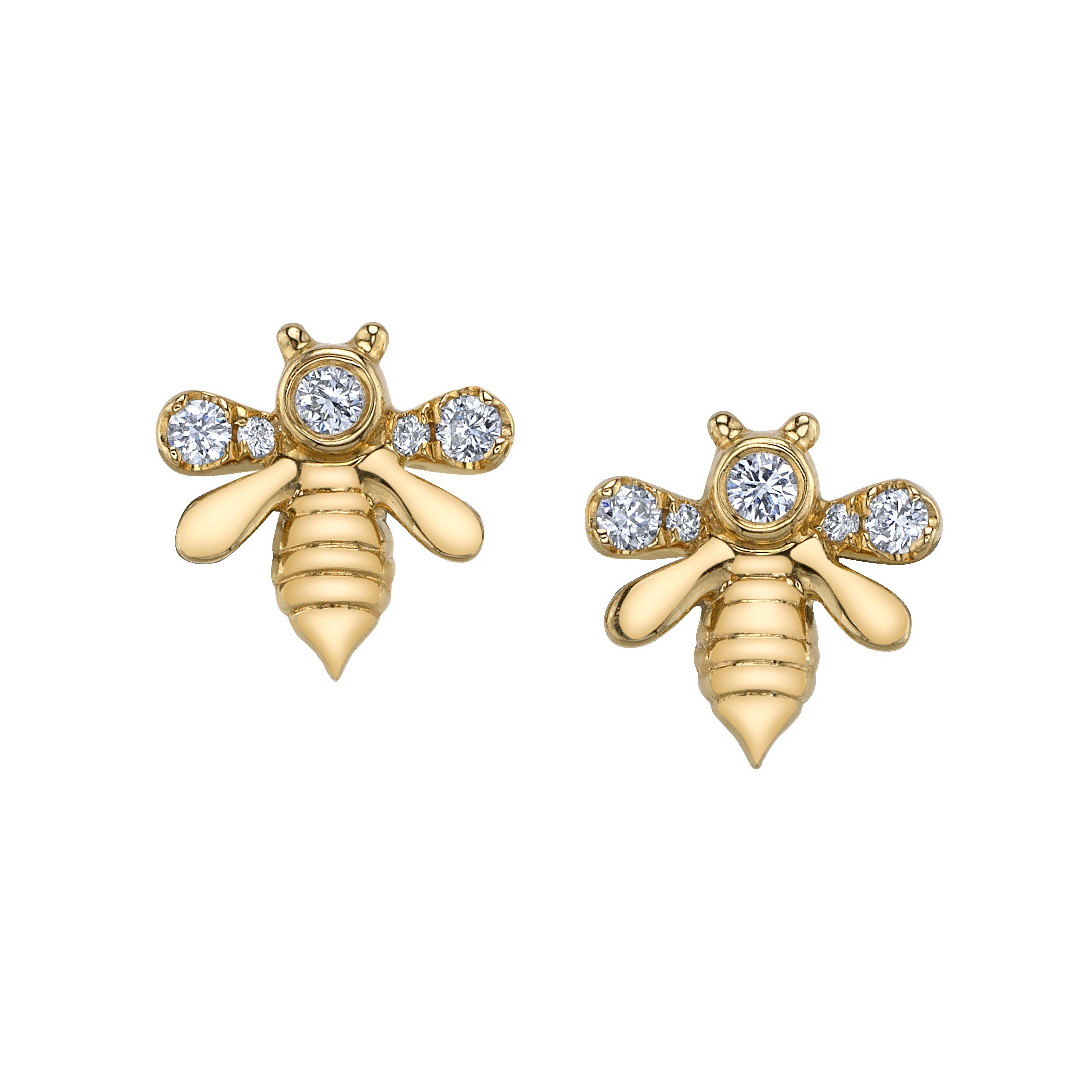 Diamond Bumble Bee Stud Earrings Roseark Deux Pair  