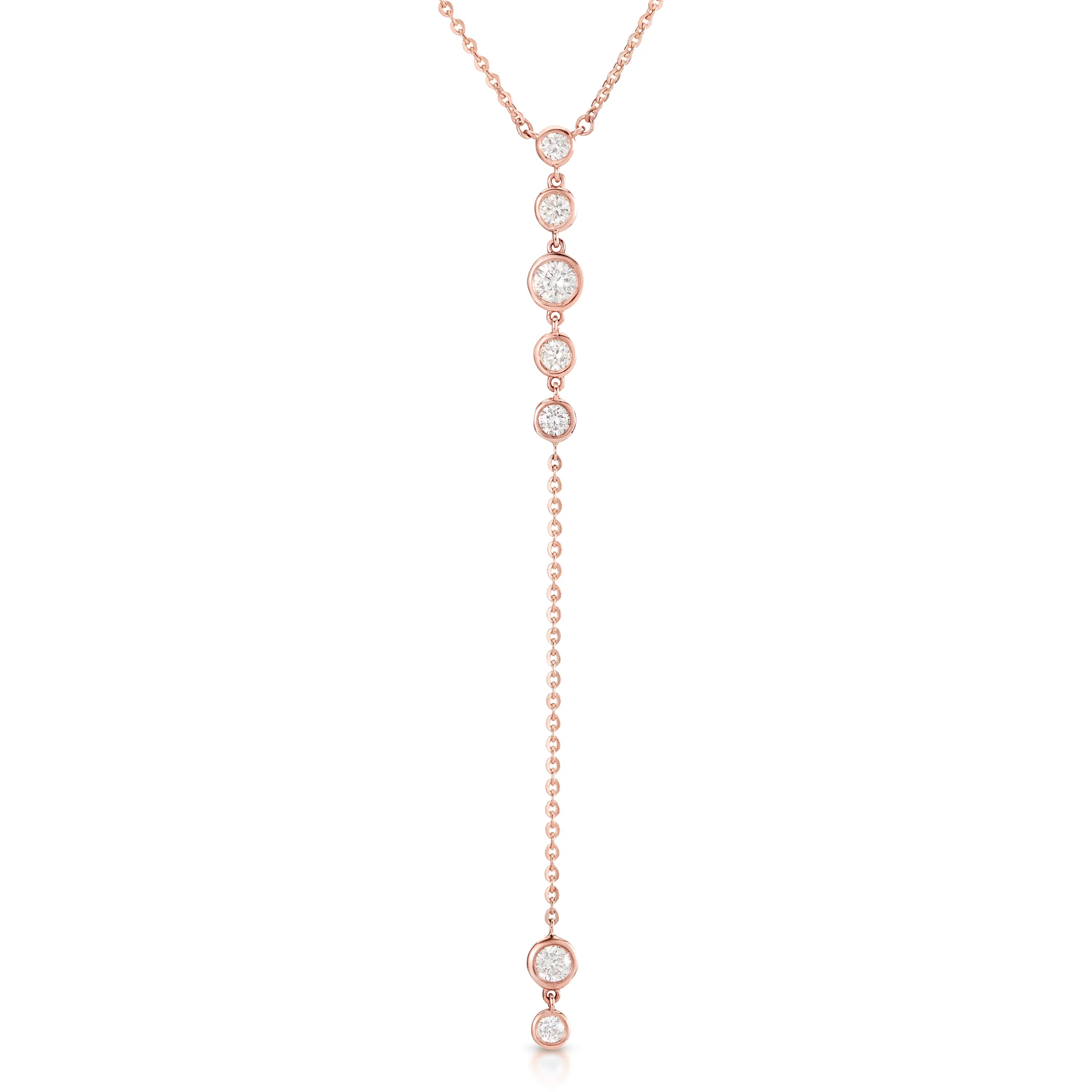 Bezel Starstruck Lariat Necklace Lariat Carbon and Hyde Rose Gold  