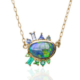 OOAK Black Opal Cluster Necklace Necklace Sarah Gardner Fine Jewelry   
