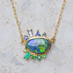 OOAK Black Opal Cluster Necklace Necklace Sarah Gardner Fine Jewelry   