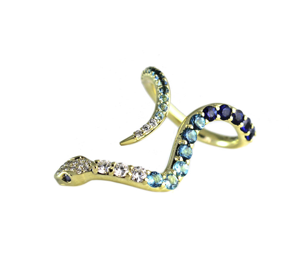 Pave Hues Snake Ring Cocktail Perez Bitan Blue Snake  