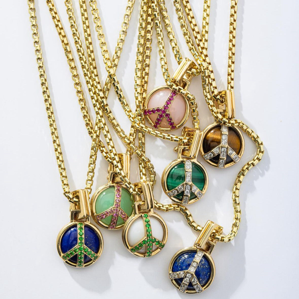 Mini Lapis Tsavorite Peace Necklace Pendant Helena Rose Jewelry   