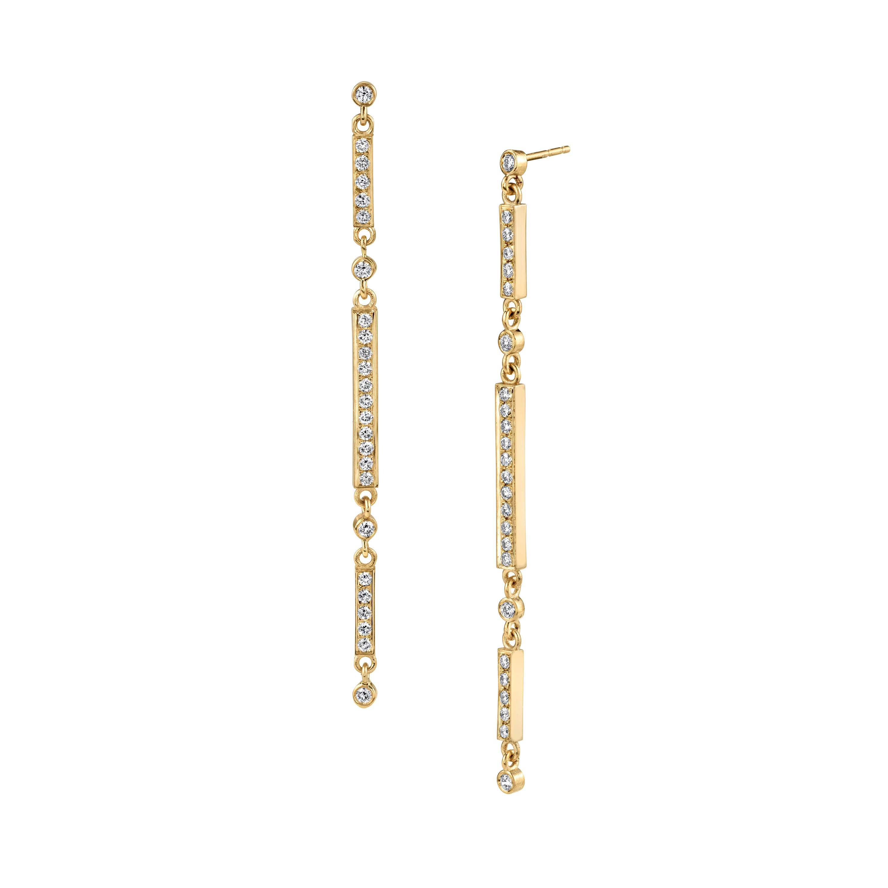 Linked Diamond Bar Drop Earrings Drop Earrings Bare Collection   