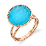 Mirror Cut Turquoise Ring Cocktail Amy Gregg Jewelry   