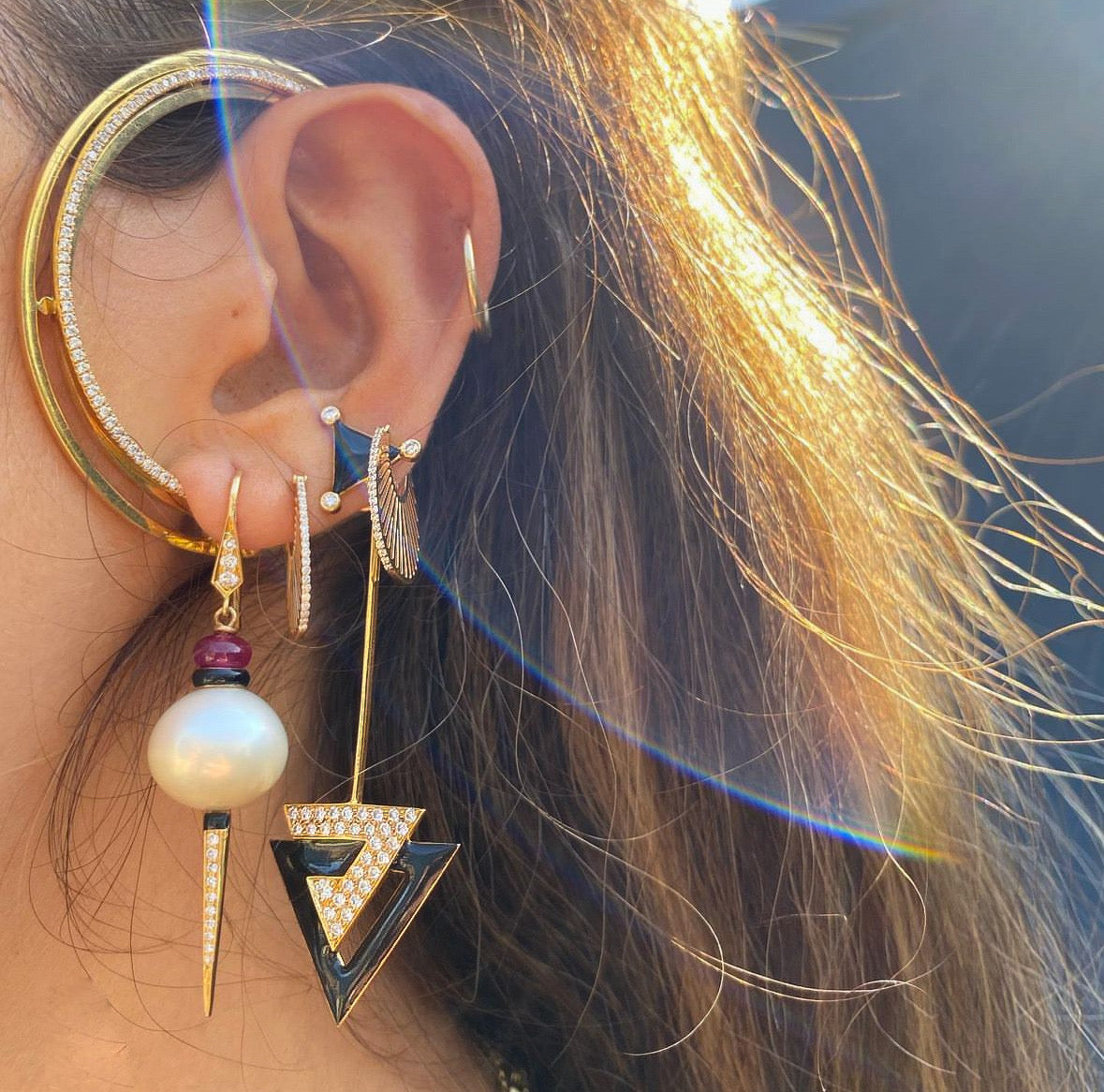 Jazzy Diamond Triangle Earrings Drop Hanut Singh   