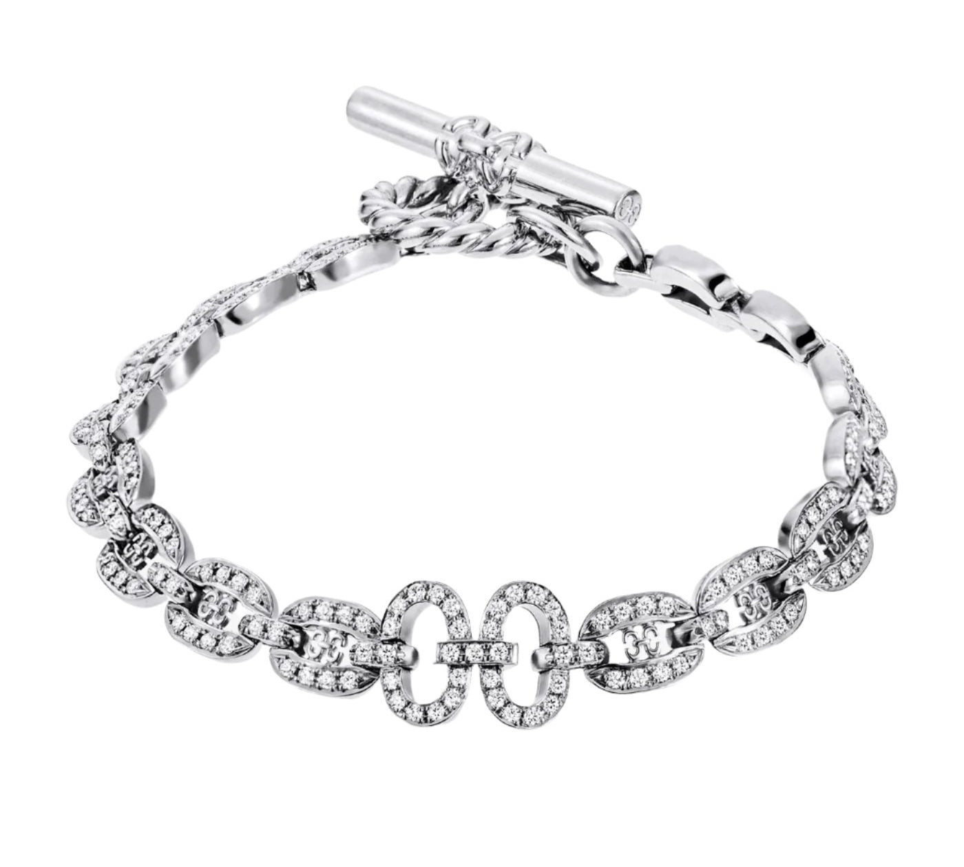 Links Chain Bracelet with Diamonds, White Gold Chain Bracelet KIMITAKE