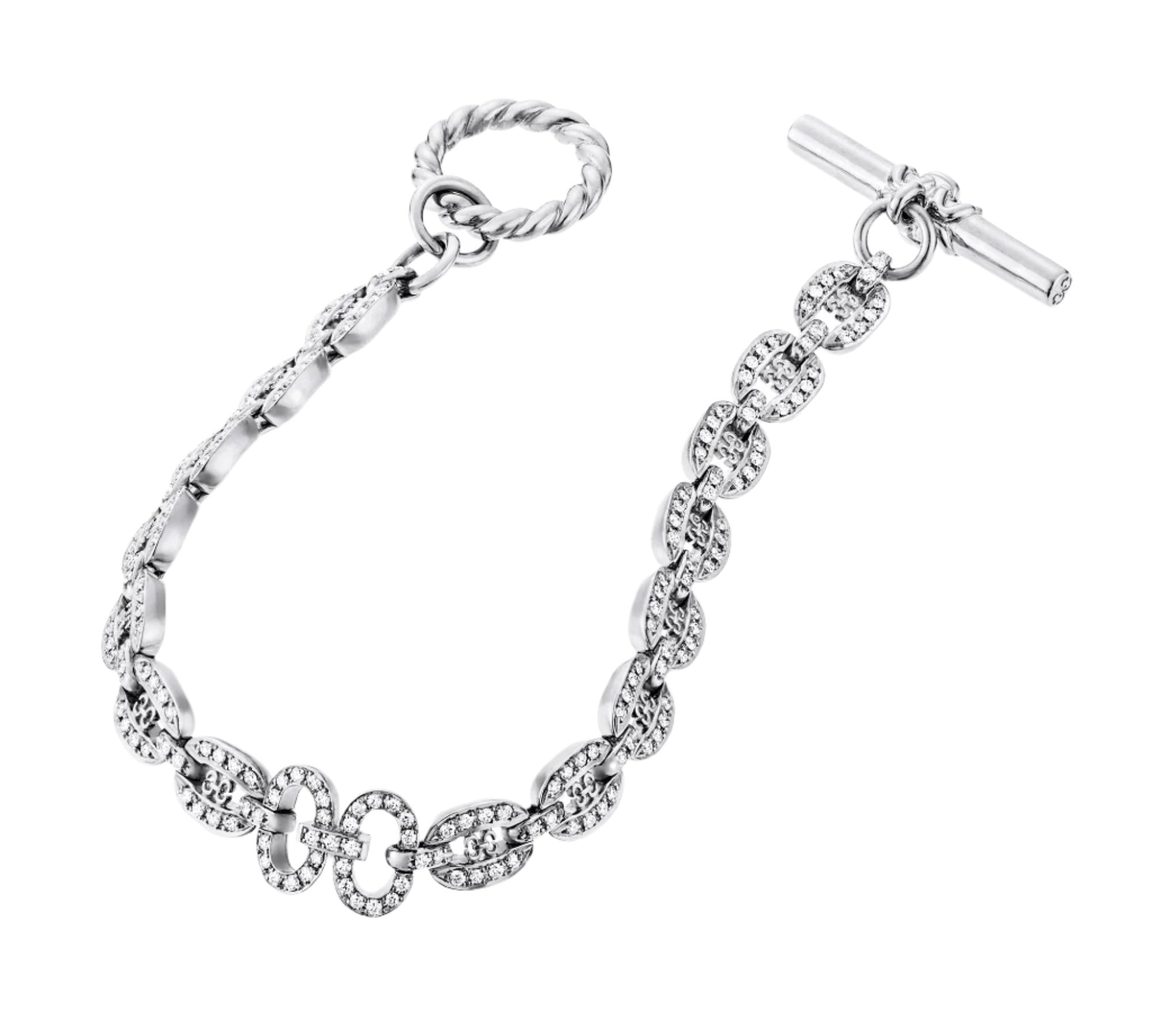 Links Chain Bracelet with Diamonds, White Gold Chain Bracelet KIMITAKE