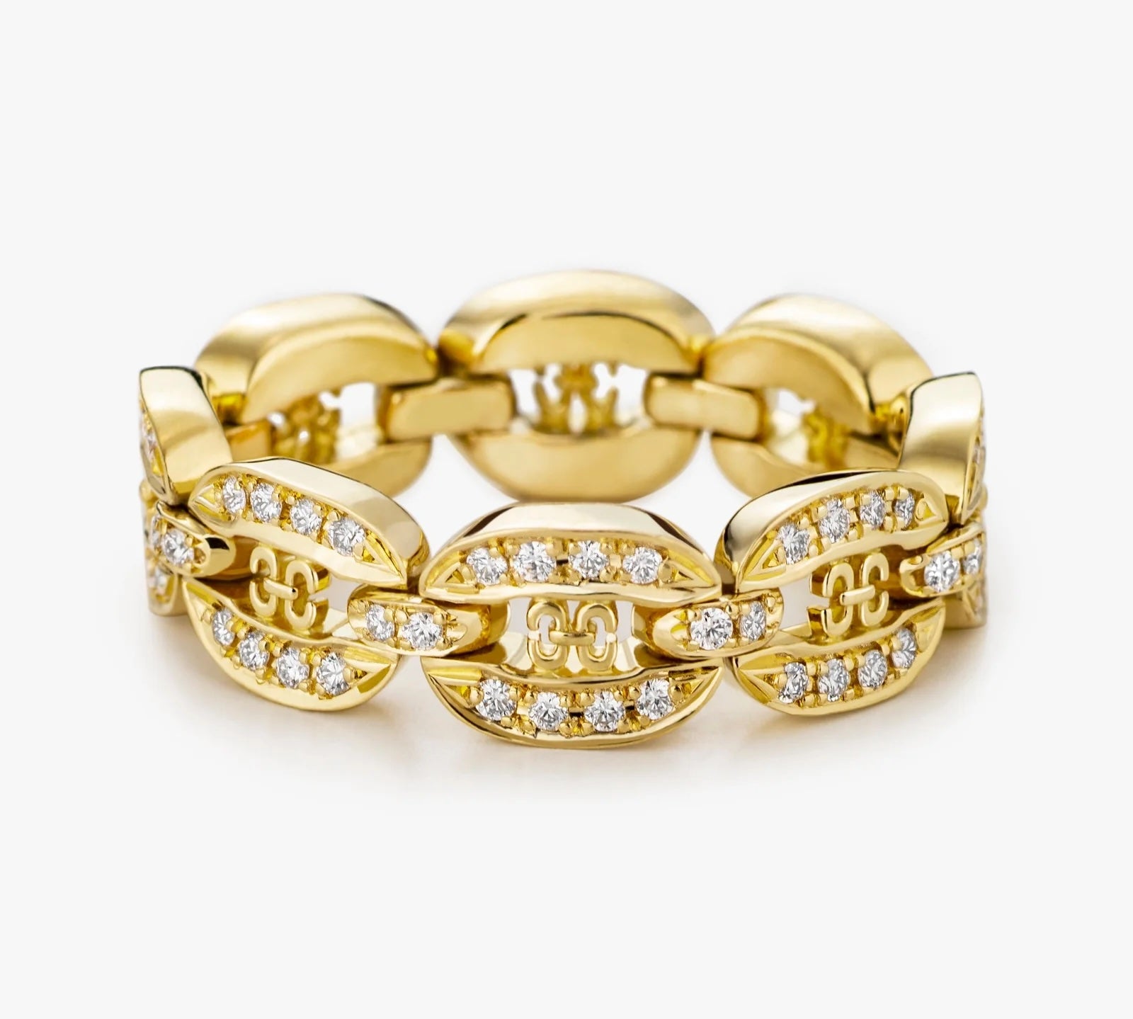 Links Chain Ring with Diamonds Ring KIMITAKE 6.5