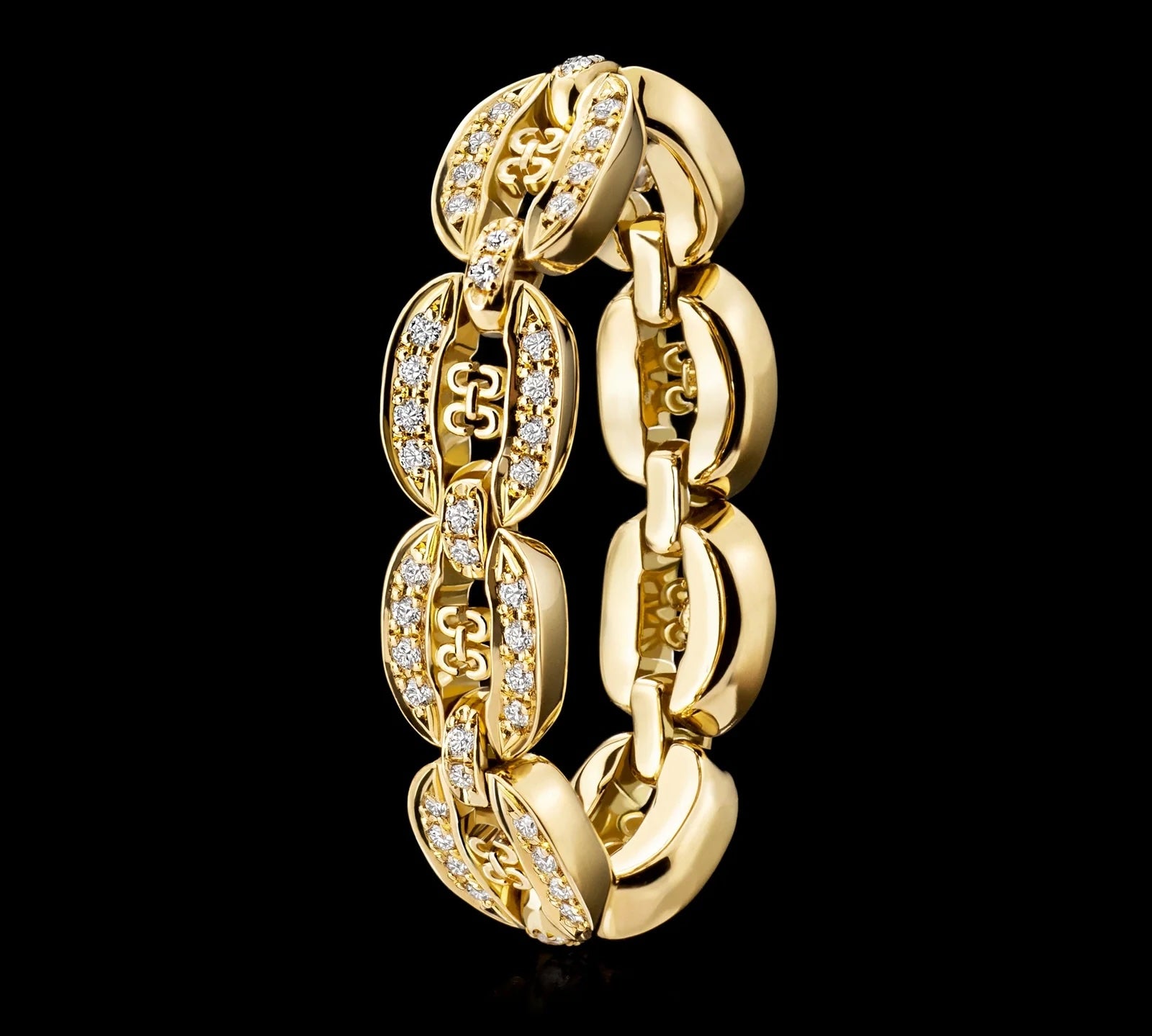 Links Chain Ring with Diamonds Ring KIMITAKE