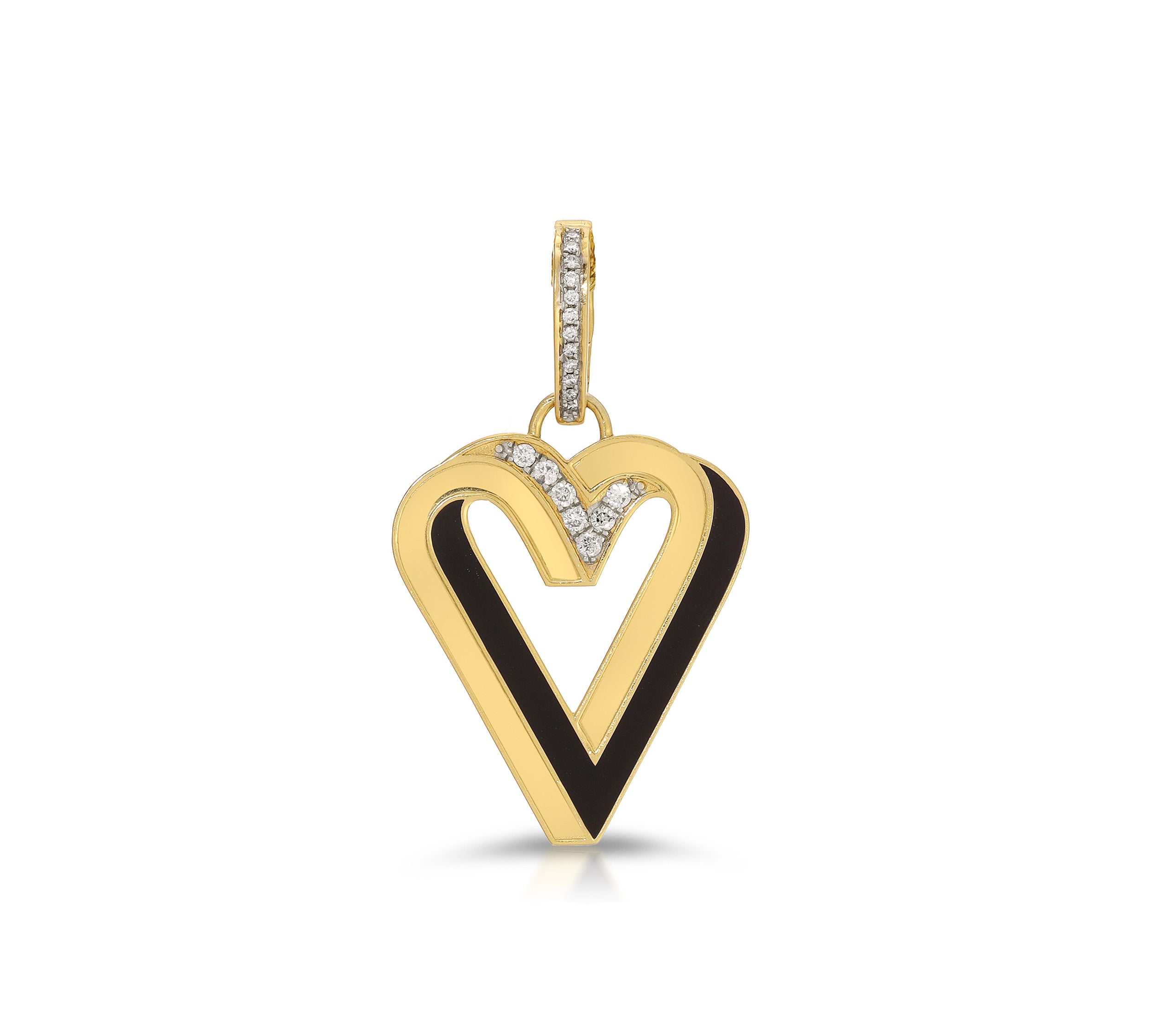 Paradox Heart Necklace with Diamonds Charm Carolyn Rodney Black Enamel  