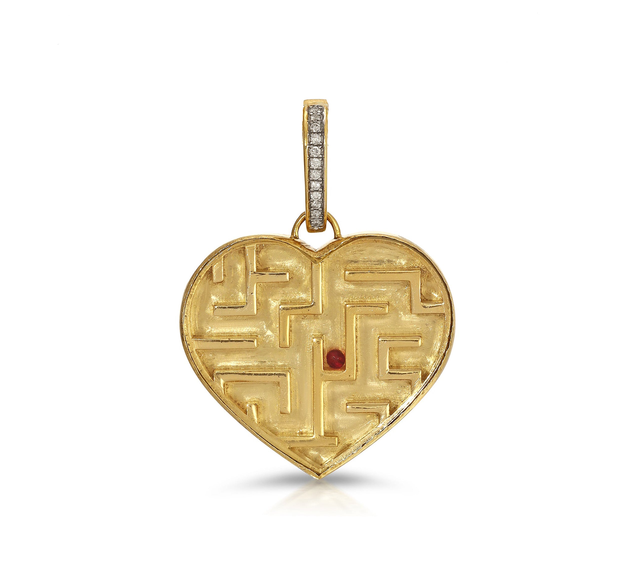 Labyrinth Heart Charm with Diamond Bale Charm Carolyn Rodney   