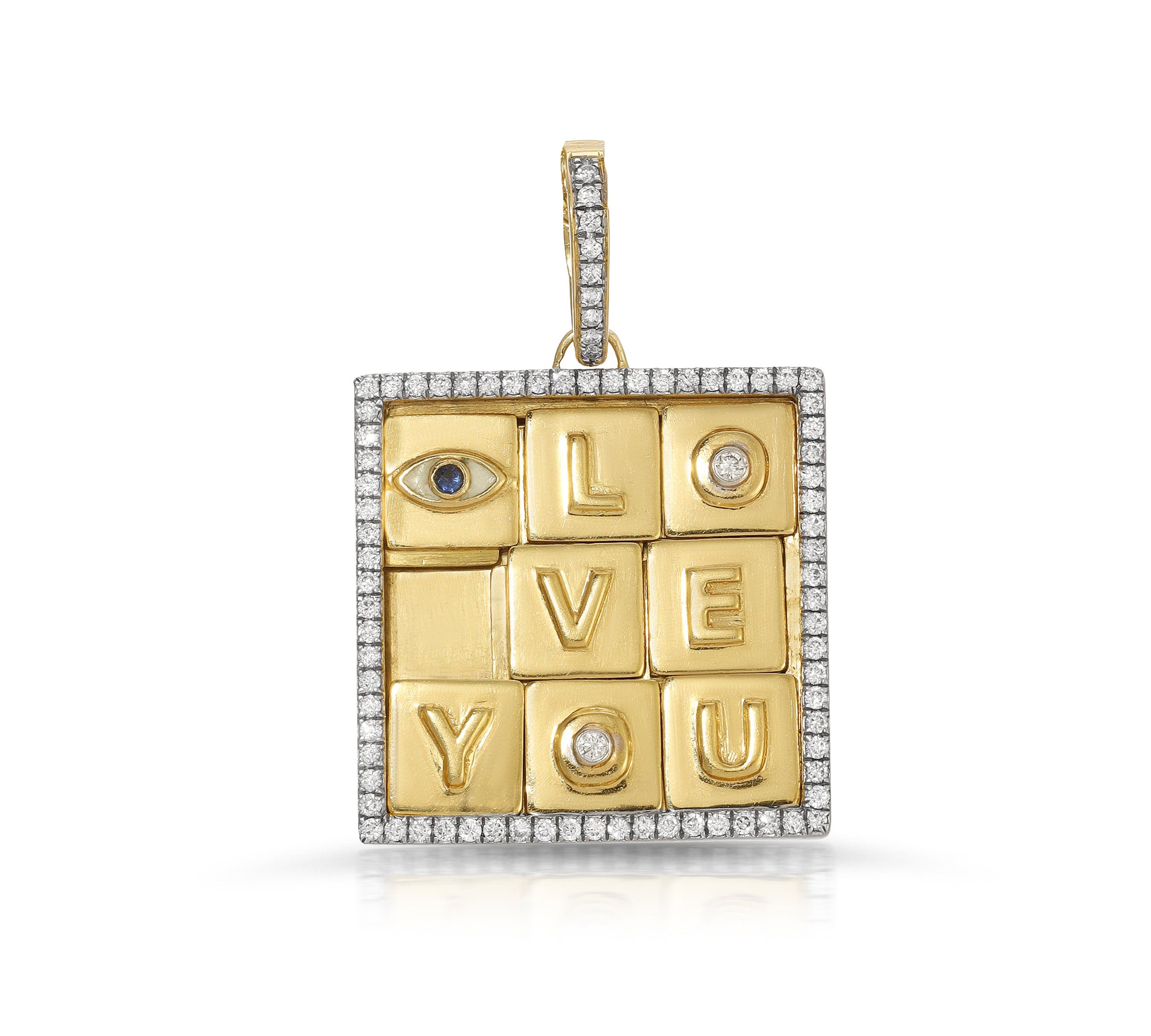 'I Love You' Puzzle Charm with Diamonds Charm Carolyn Rodney   