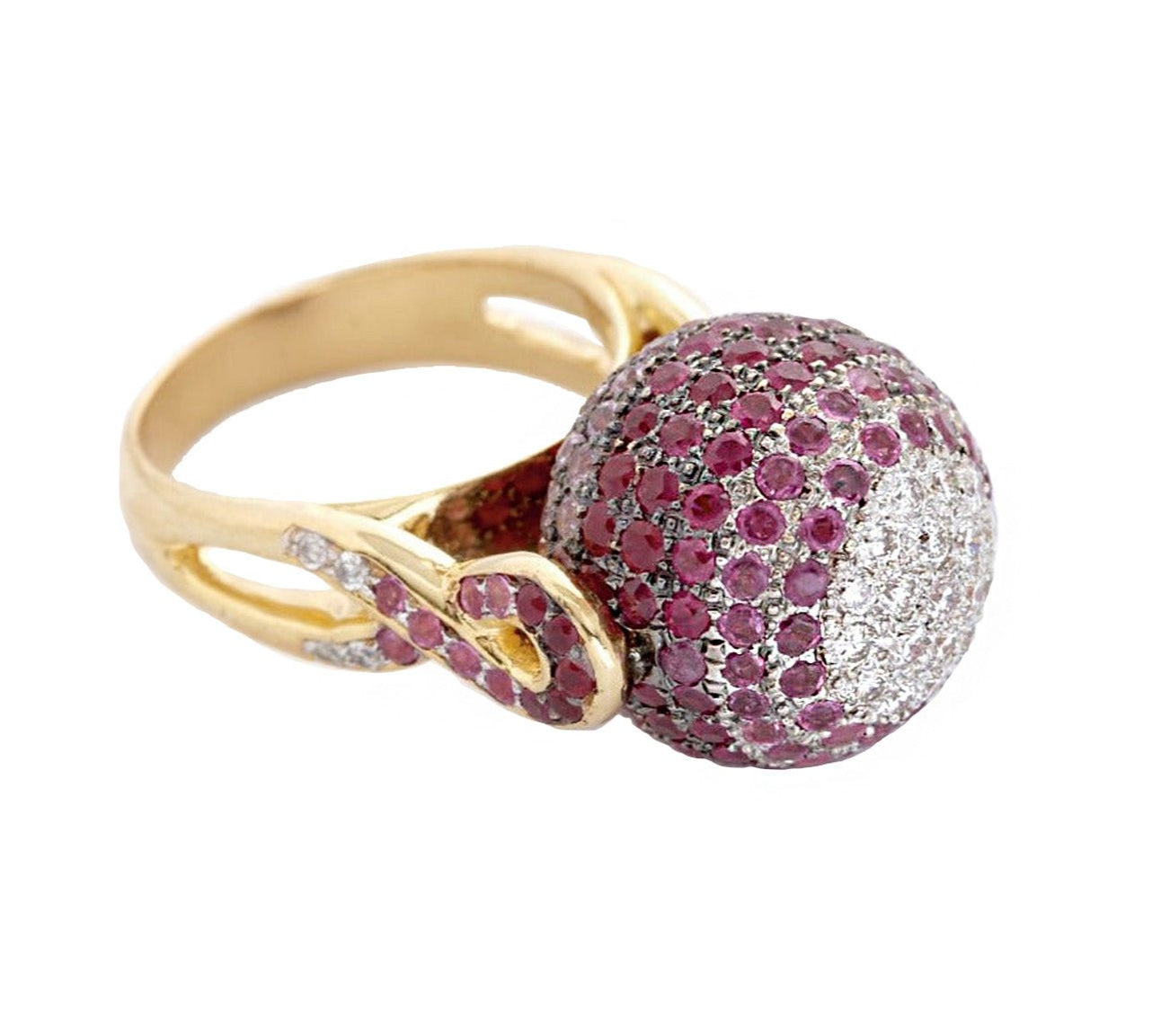 Ruby Sapphire Spinning Ball Ring Statement Carolyn Rodney Ruby-Diamond 6 