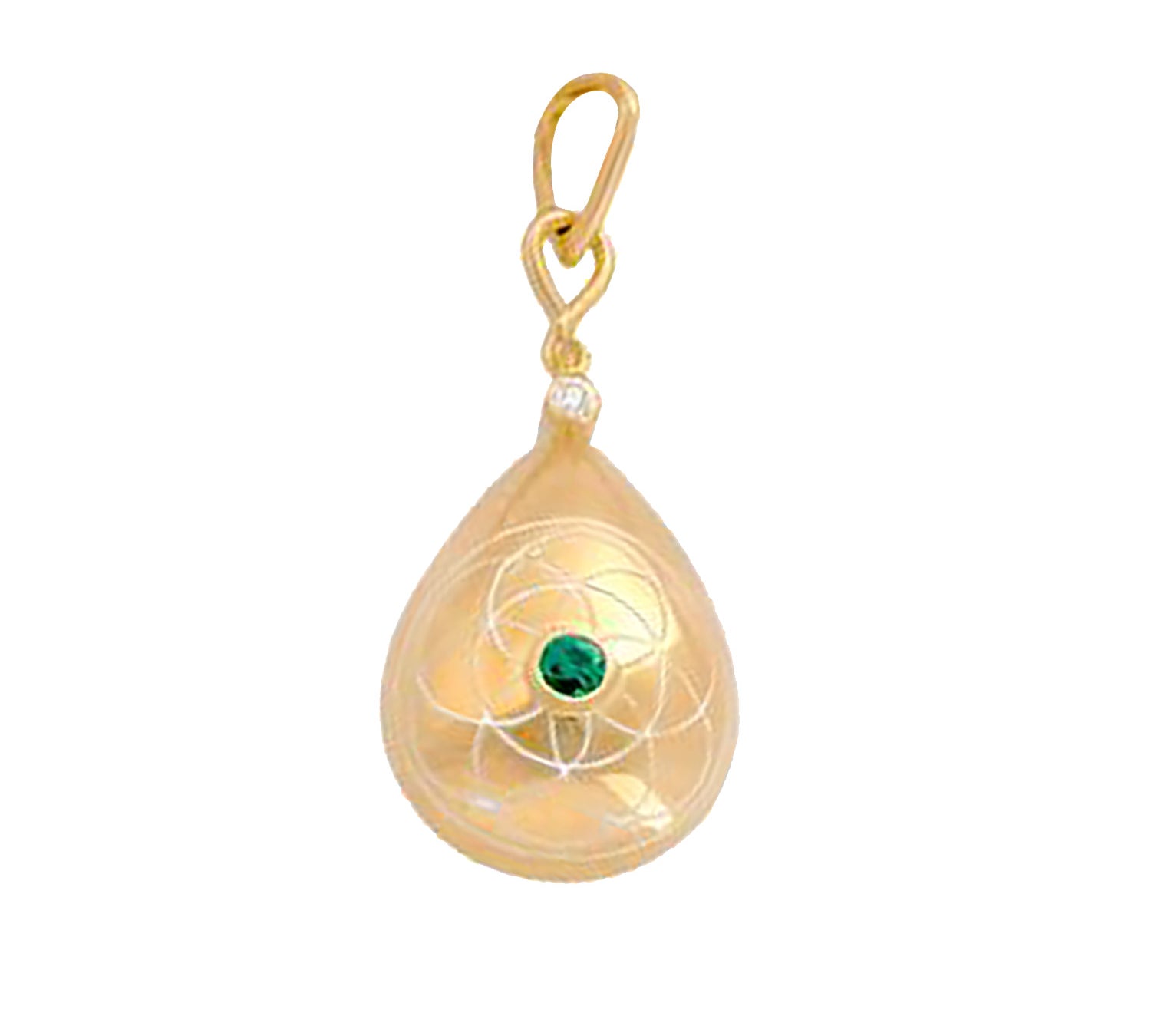 Emerald Teardrop Pendant with Diamonds Charm Carolyn Rodney   