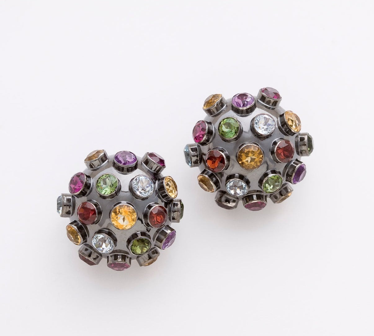 Blackened Gold  Earrings with Colored Stones Stud Earrings Carolyn Rodney   