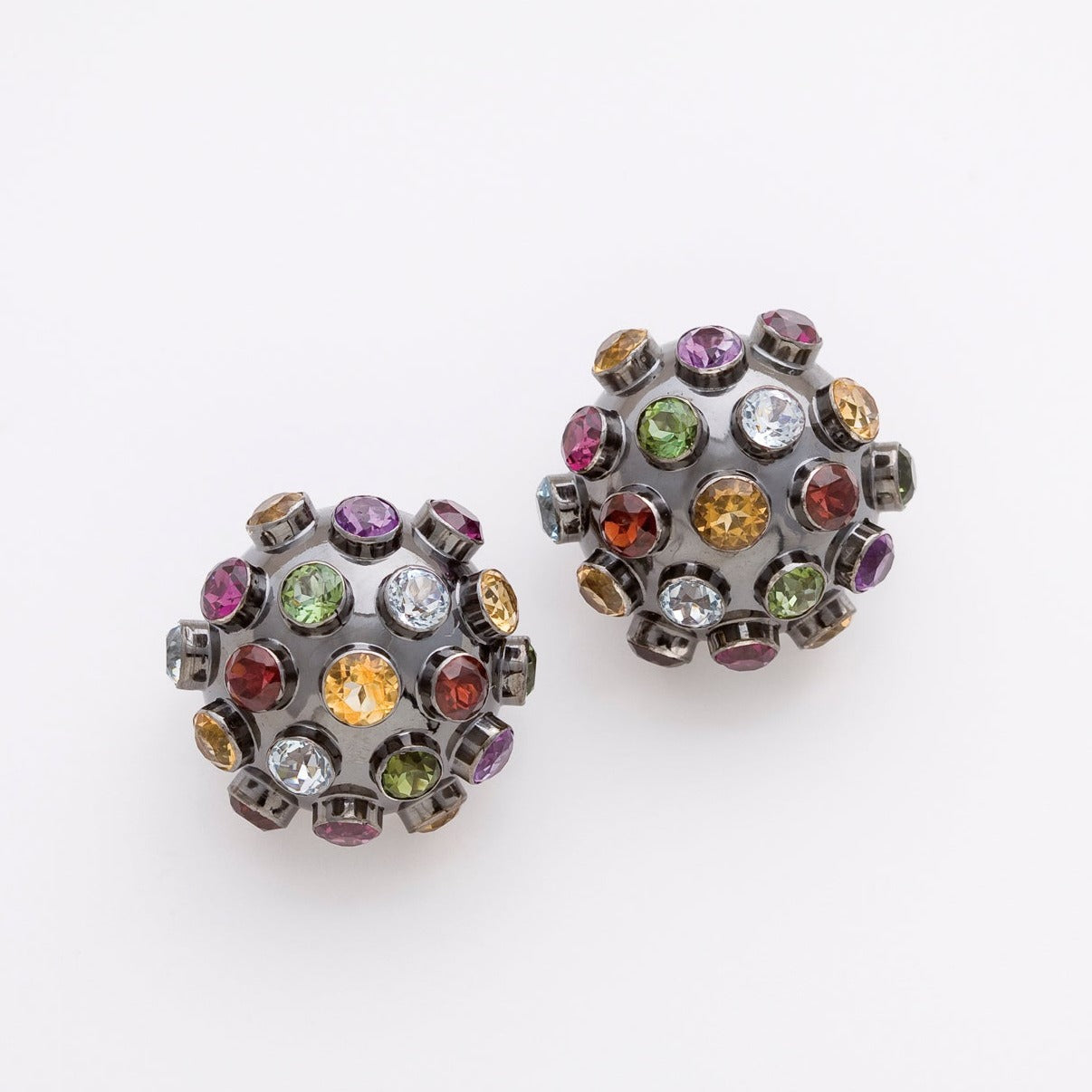 Blackened Gold  Earrings with Colored Stones Stud Earrings Carolyn Rodney   