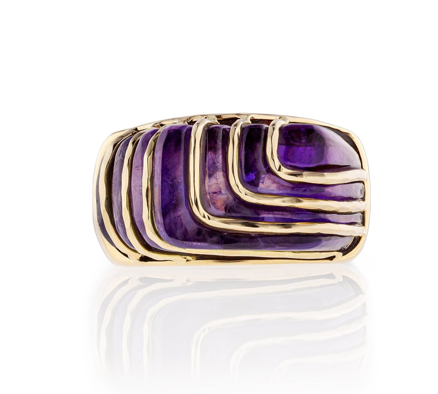 Amethyst Carved Rainbow Ring Statement Fiore Wylde   