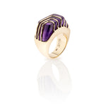 Amethyst Carved Rainbow Ring Statement Fiore Wylde   