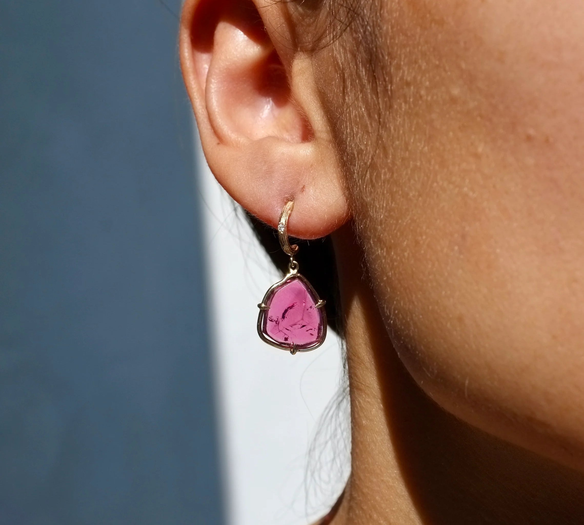 Tourmaline Slice Earrings Huggie Earrings Elisabeth Bell Jewelry