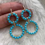 Turquoise Cabochon Earrings with Diamonds Statement Goshwara   