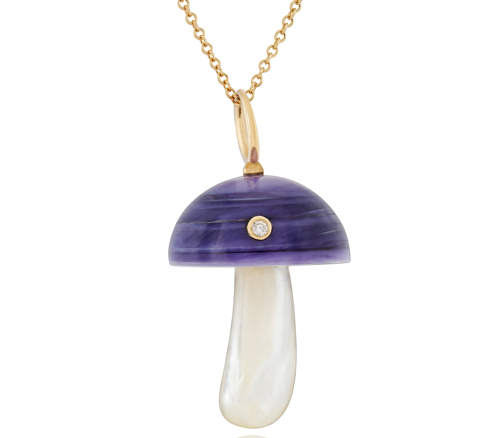 Purple Clam Shell Mushroom Charm with Diamond Charm Maura Green