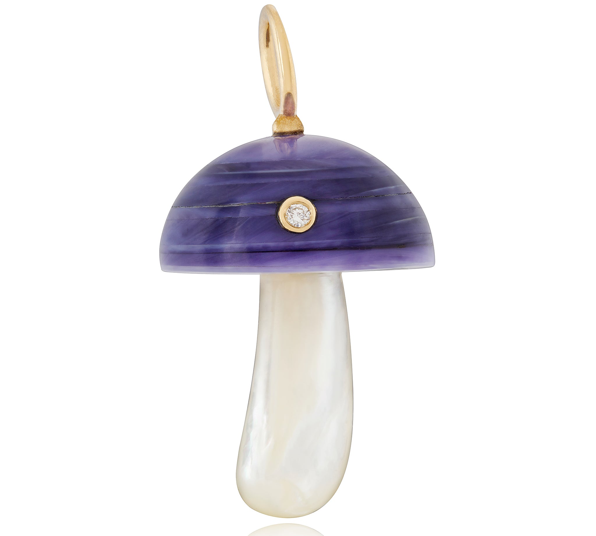 Purple Clam Shell Mushroom Charm with Diamond Charm Maura Green