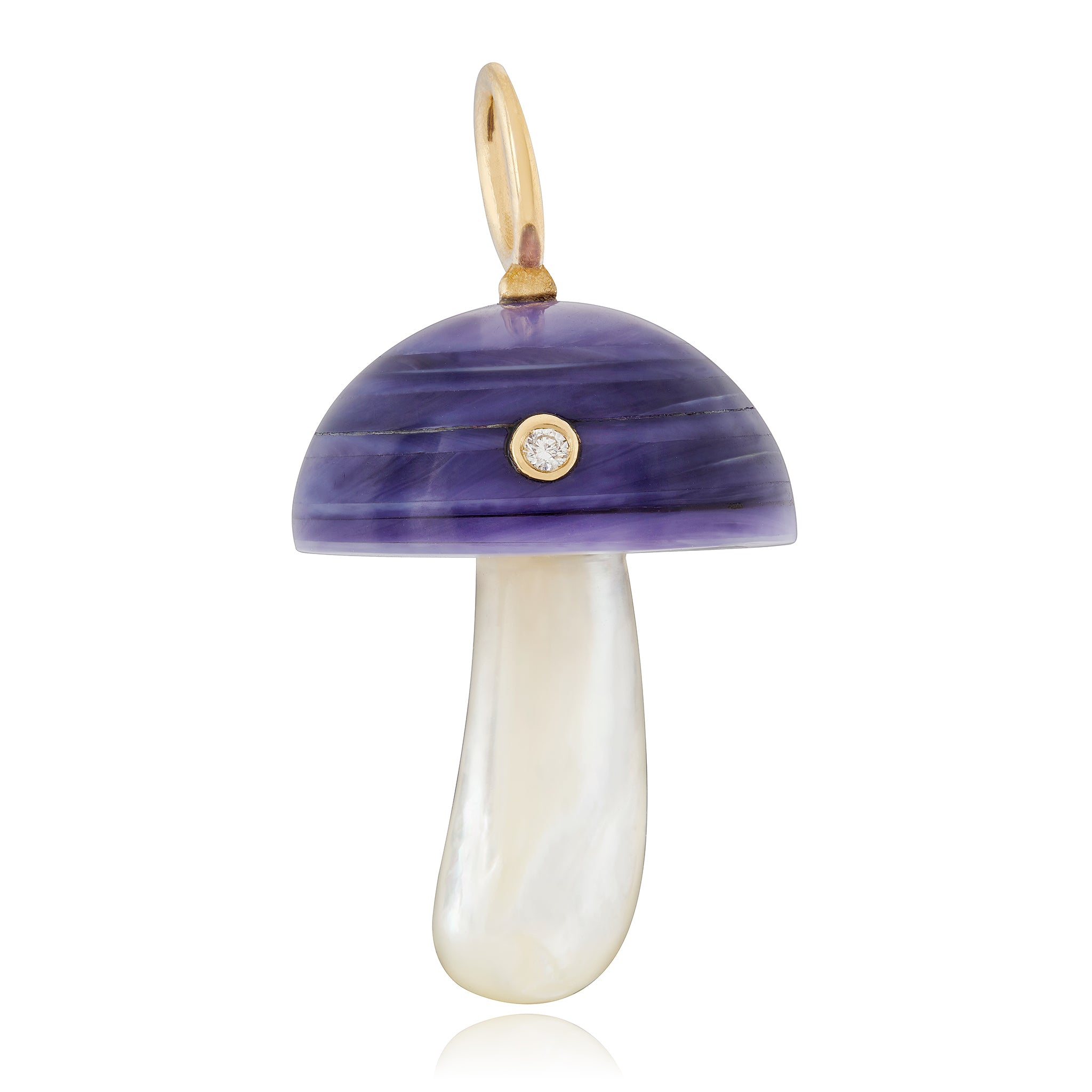 Purple Clam Shell Mushroom Charm with Diamond Charm Maura Green