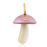 Pink Mabe Pearl Mushroom Charm with Diamond Charm Maura Green