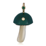 Chalcedony Mushroom with Bezel Stones Charm Maura Green Green with Emerald + Diamond  